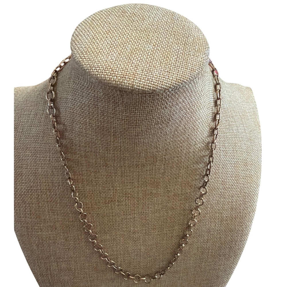 Gold Tone Rolo Chain Necklace Round Link Minimalist Heart Charm Layering